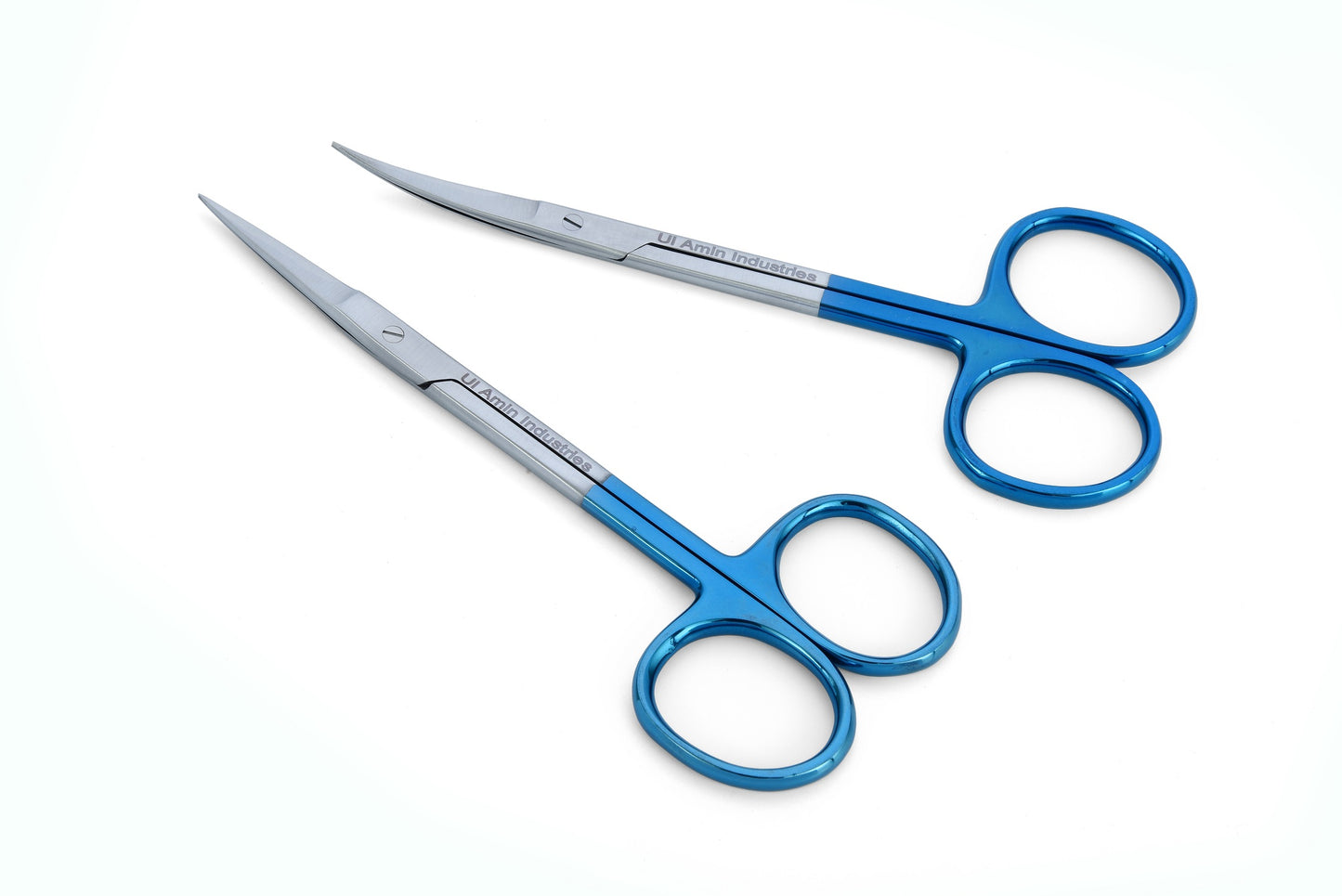UL AMIN TC Iris Scissors 11.5cm Straight Curved Suture Tissue Dental Instrument Tungsten Carbide Blue Stainless Steel CE