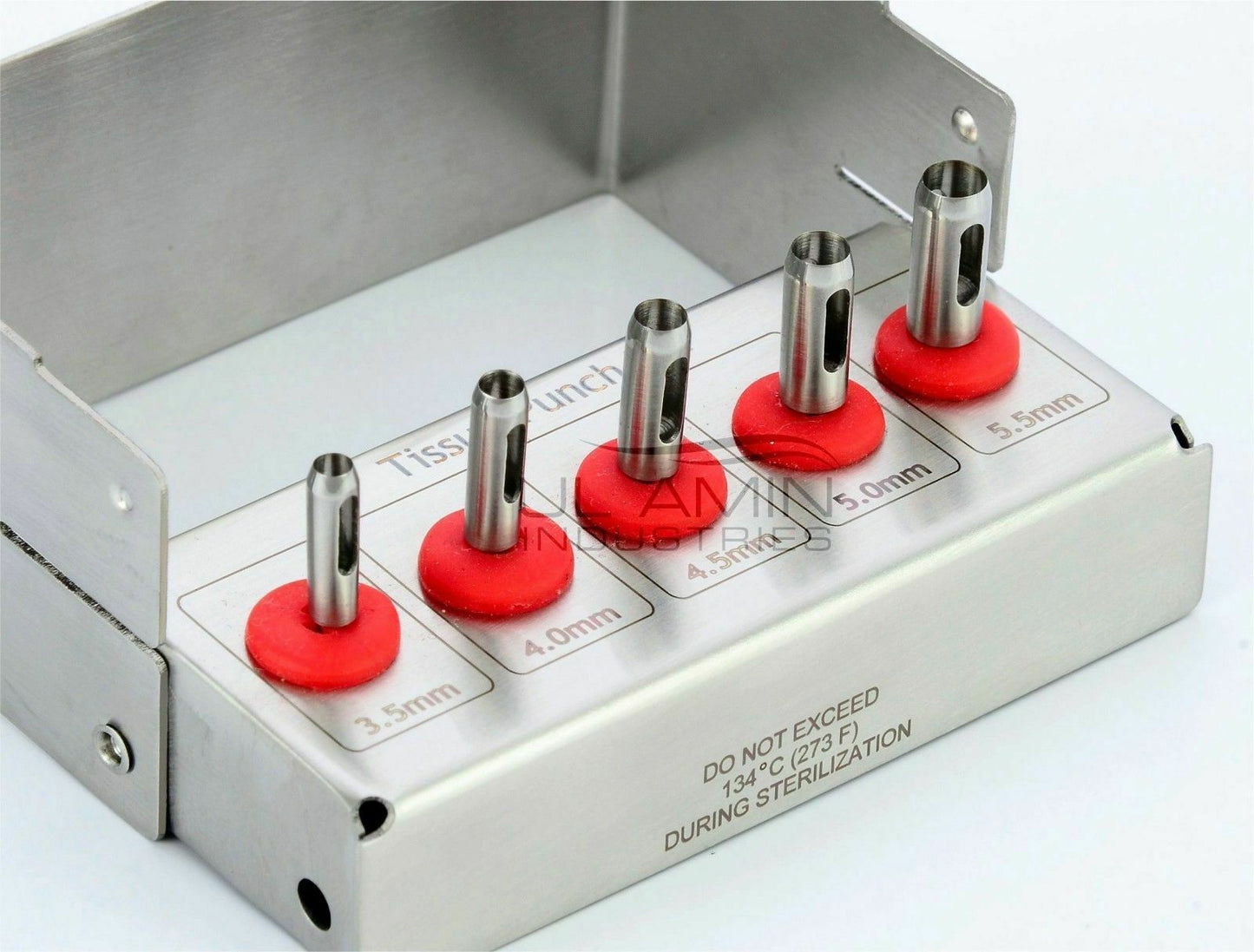 Dental Implant Long Tissue Punch Kit 5pcs Gold Titanium NiTride Coated Surgical Surgery Bur Holder UL AMIN CE