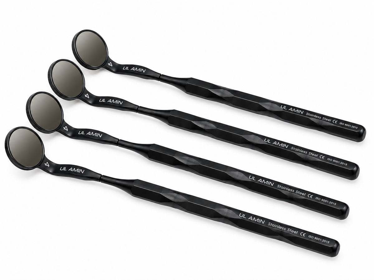 Dental Mouth Mirror Black Edition - Set Of 4 Pieces