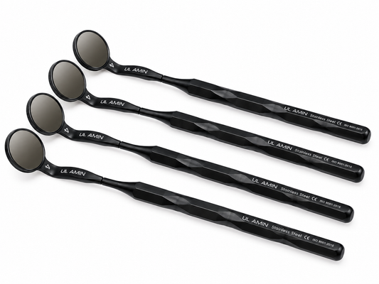 Dental Mouth Mirror Black Edition - Set Of 4 Pieces