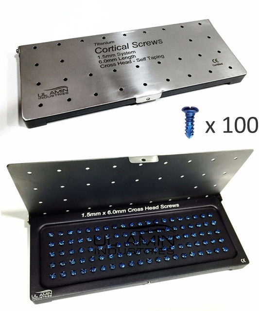 Titanium Mini Cortical Screws with Cross Slot Head and Self Cutting / Tapping flute