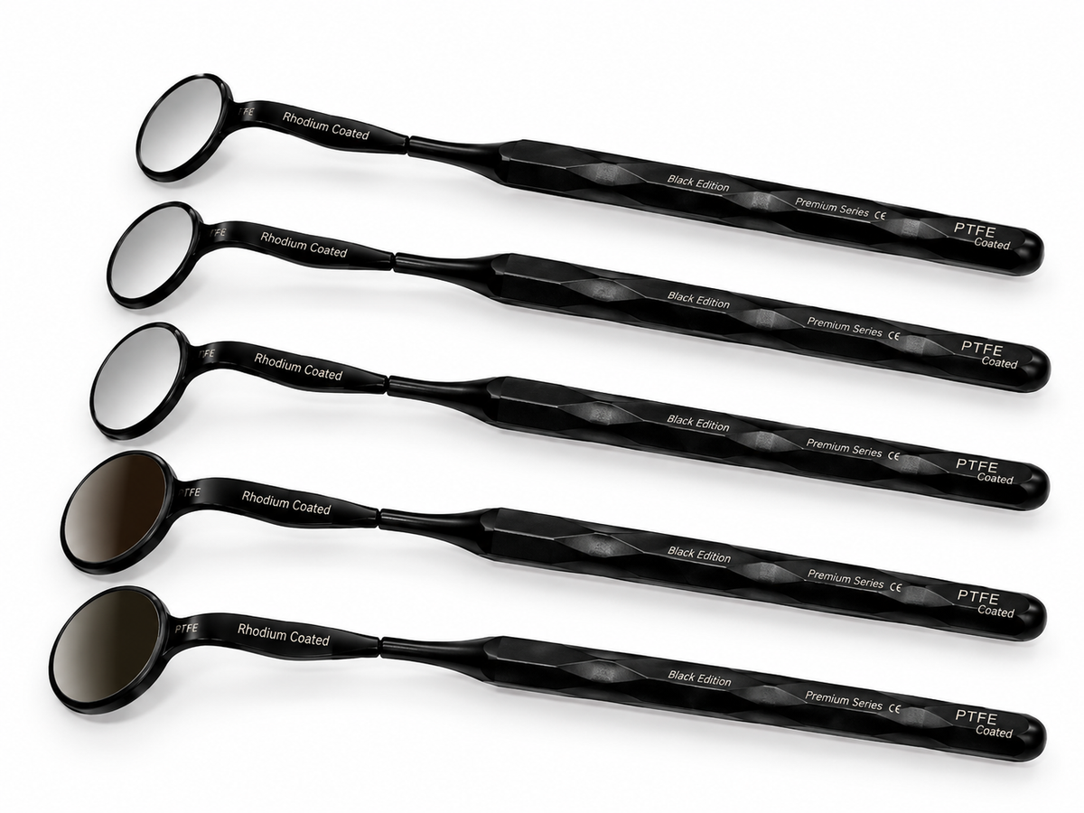 Dental Mouth Mirror Black Edition - Set Of 4 Pieces