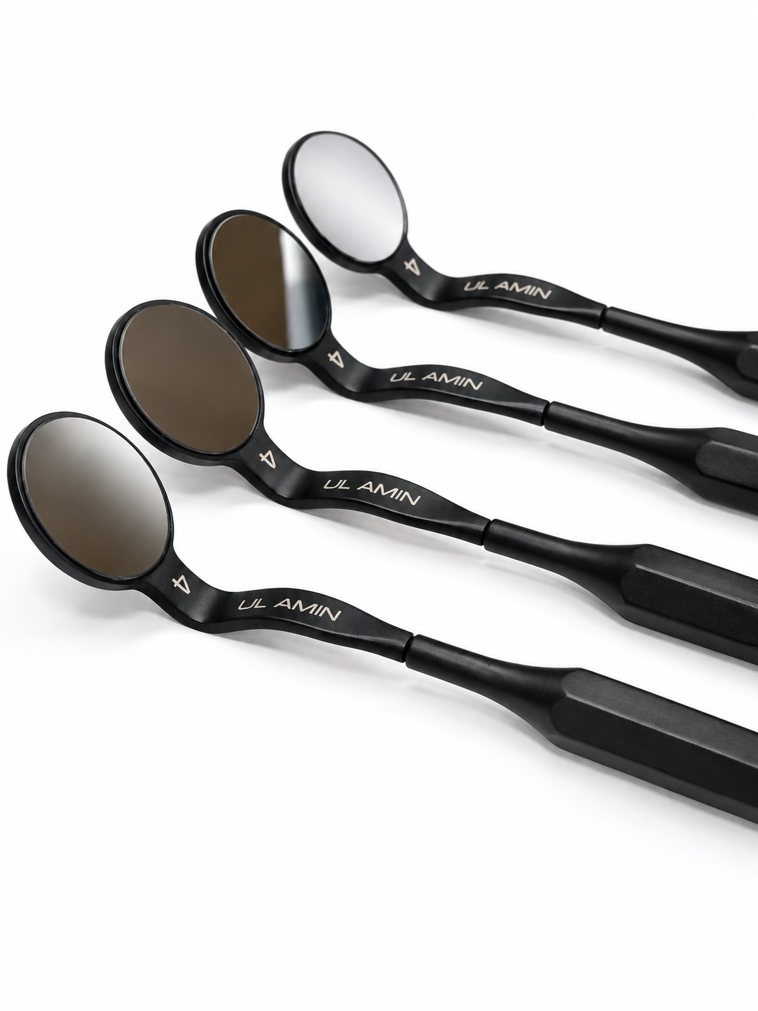 Dental Mouth Mirror Black Edition - Set Of 4 Pieces