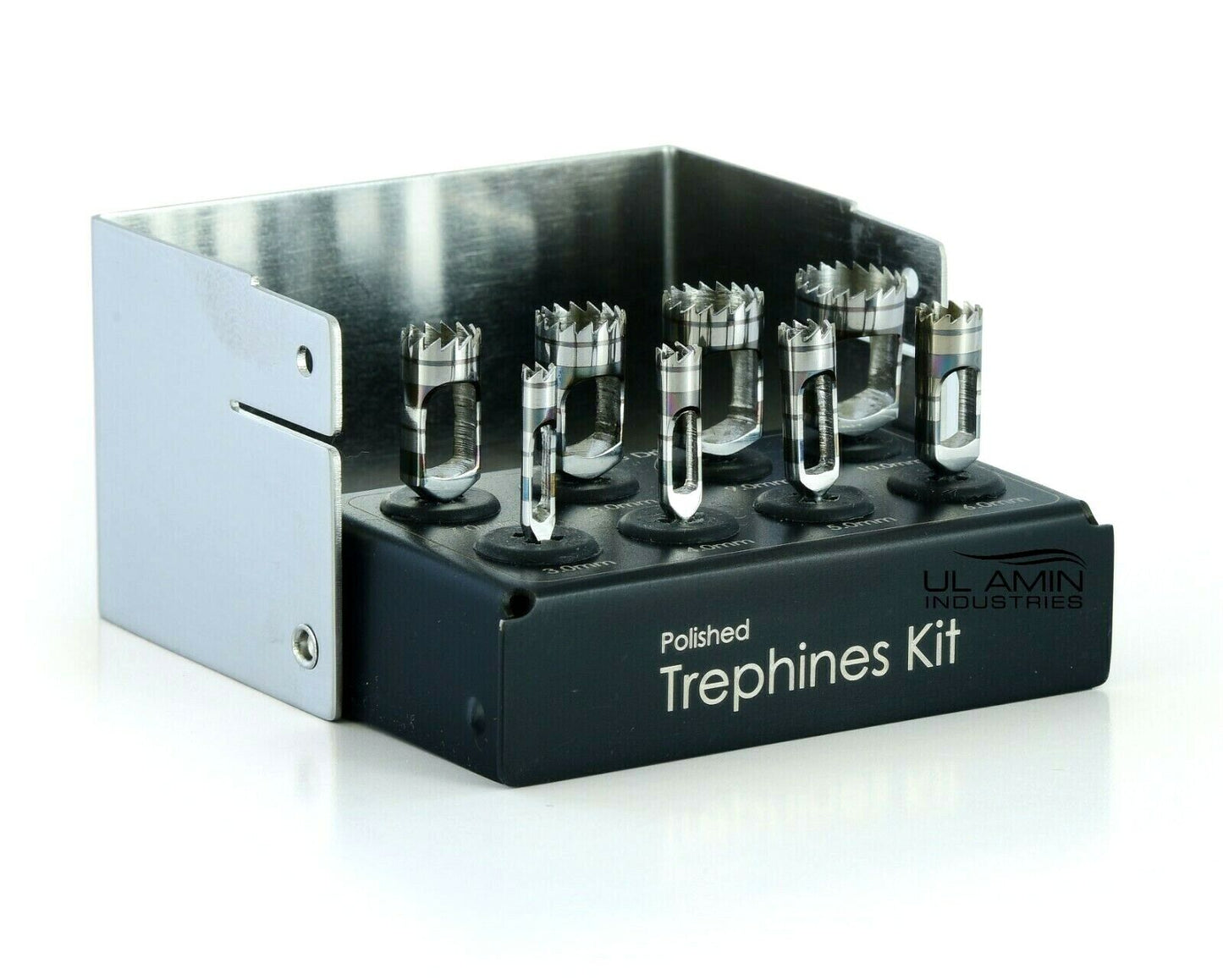 Dental Trephine Drills Kit 8pcs Implant Surgical Surgery Polished Finish Black Box FREE Bur Holder CE ISO