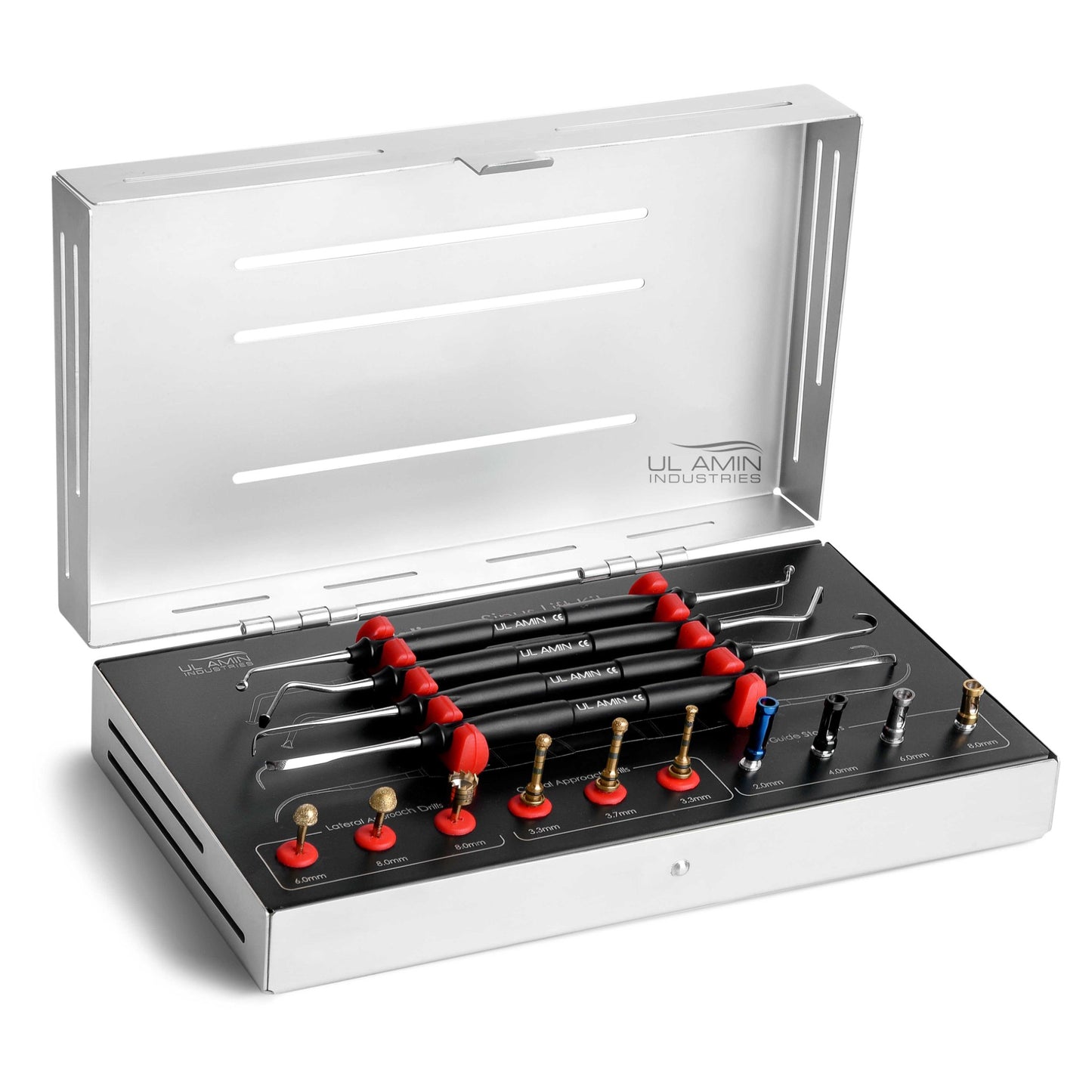 Platinum Sinus Lift Kit Dental Implant Lateral and Crestal Approach with stoppers Diamond Burs High Quality Titanium Coated