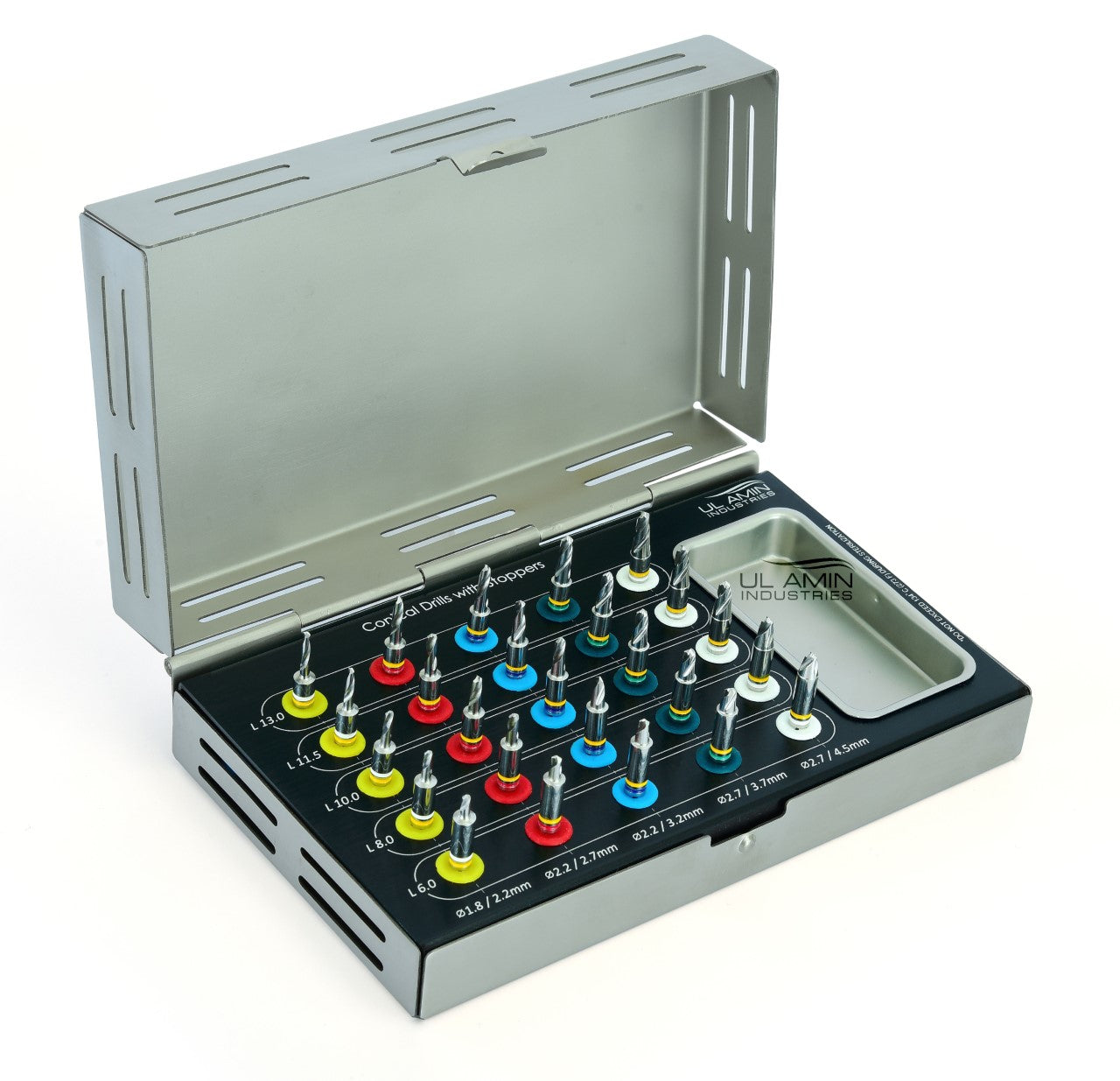 Conical Drills Kit with Stoppers Dental Implant Surgical External Irrigation Guided Surgery 25 pcs
