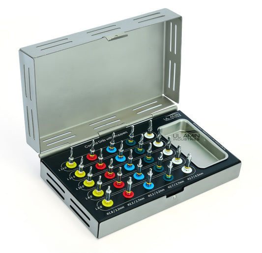 Conical Drills Kit with Stoppers Dental Implant Surgical External Irrigation Guided Surgery 25 pcs